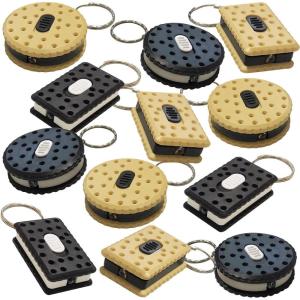 ArtCreativity Sandwich Cookie Flashlight Keychains, Pack of 24, LED Key Chains in Assorted Cookie Replicas, Durable Plastic Keyholders, Birthday Party Favors, Goodie Bag Fillers for Kids