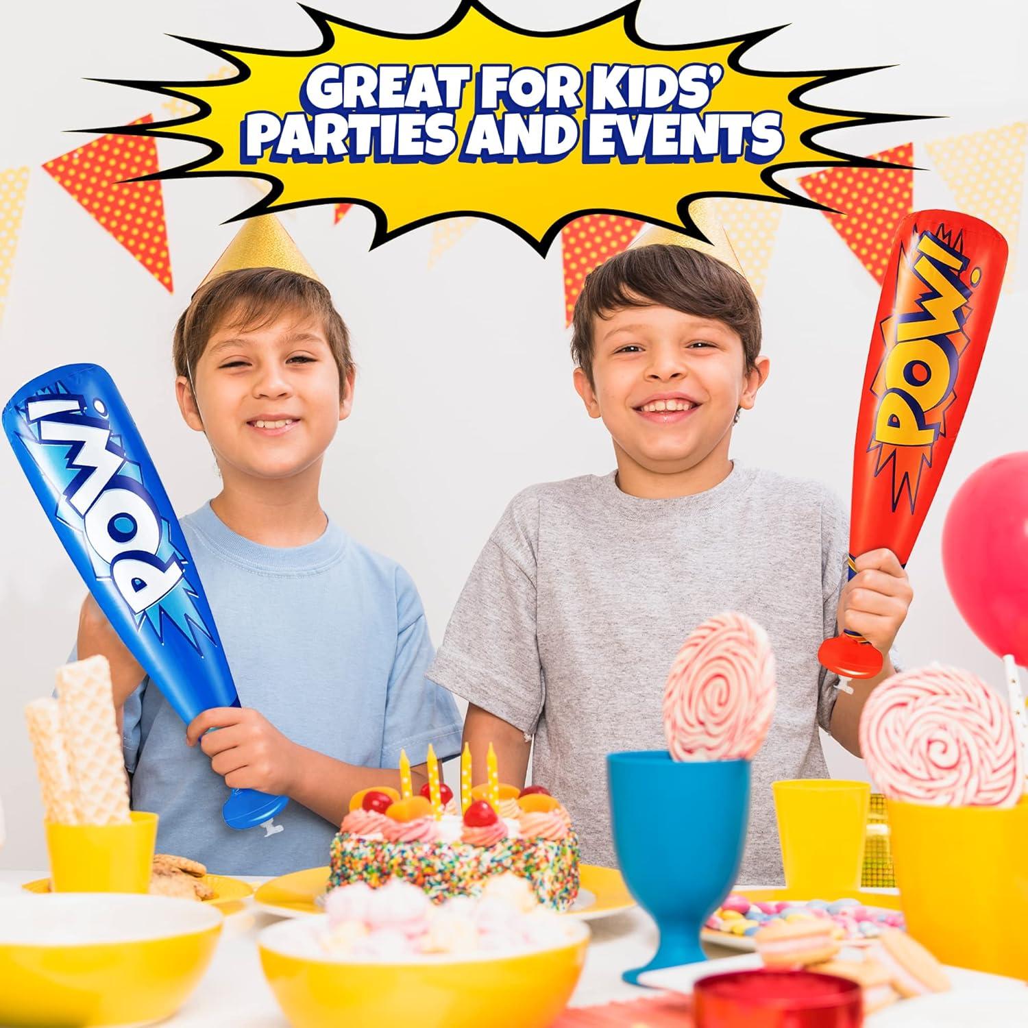 imageArtCreativity 20 Inch Pow Inflatable Baseball Bats Pack of 12 Baseball Goodie Bags Favors Superhero Birthday Boy Party Favors Carnival Party Prizes Toddler Outdoor Toys Fun Summer Toys for Kids