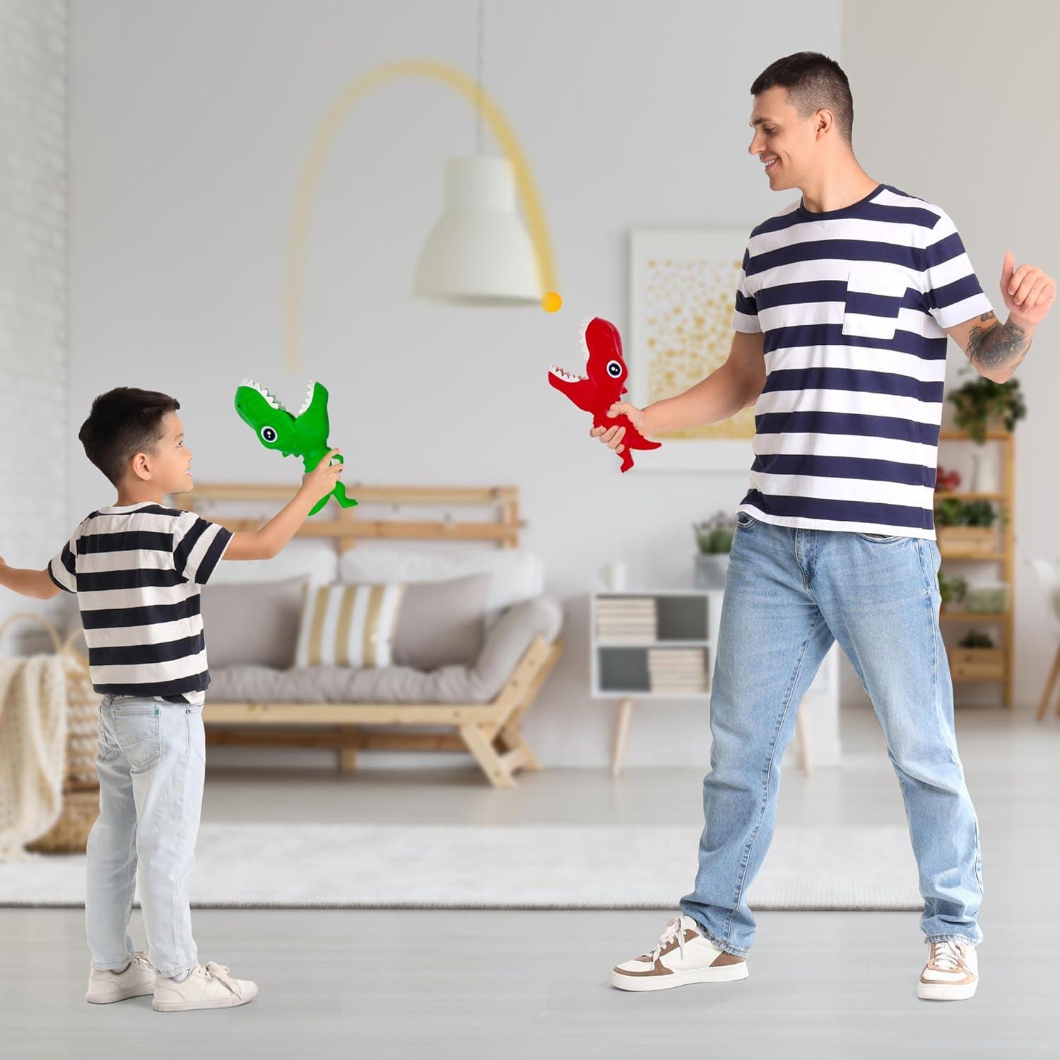 imageArtCreativity Dinosaur Pop and Catch Game Dino Pop and Catch Toy with 2 Catch Cup Launchers and 6 Balls Press Trigger to Pop Out The Ball Summer Games for Kids Outside Play Outdoor Games