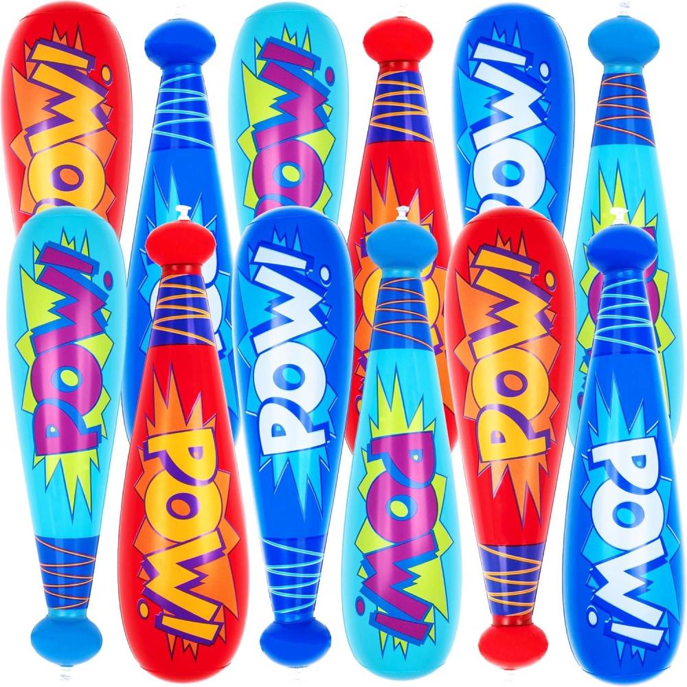 imageArtCreativity 20 Inch Pow Inflatable Baseball Bats Pack of 12 Baseball Goodie Bags Favors Superhero Birthday Boy Party Favors Carnival Party Prizes Toddler Outdoor Toys Fun Summer Toys for Kids