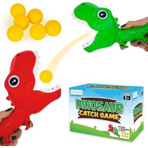 ArtCreativity Dinosaur Pop and Catch Game – Dino Pop and Catch Toy with 2 Catch Cup Launchers and 6 Balls – Press Trigger to Pop Out The Ball – Summer Games for Kids Outside Play – Outdoor Games