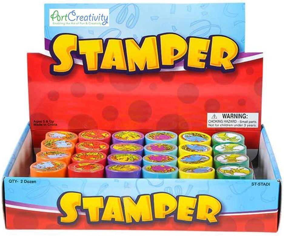 imageArtCreativity Dinosaur Stampers for Kids Pack of 24 PreInked Dino Kids Stamps Dinosaur Stamp Birthday Gift Party Favors Supplies Piata Fillers Arts n Crafts Teacher Stamps Set