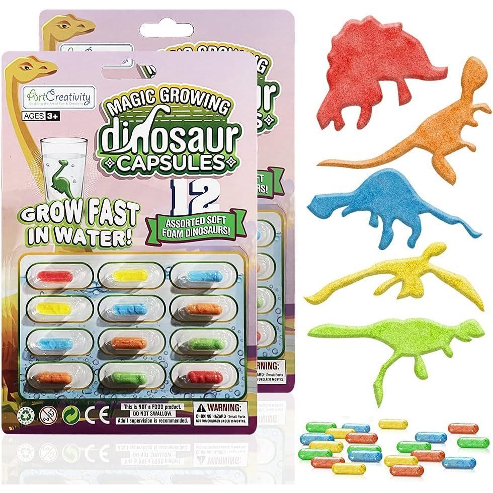 imageArtCreativity Magic Growing Dinosaur Capsules 2 Packs 24 Expanding Dino Capsules Grow in Water Cute Color and Design Variety Kids Birthday Party Favors Easter Basker Contest Prize or Gift Idea