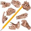 ArtCreativity Dinosaur Fossil Pencil Tops, Set of 12, Dinosaur Party Favors and Classroom Prizes for Kids, Great Back to School Gifts for Boys and Girls, Durable Plastic Dinosaur Pencil Toppers