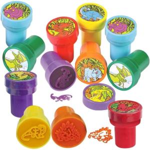 ArtCreativity Dinosaur Stampers for Kids, Pack of 24, Pre-Inked Dino Kids Stamps, Dinosaur Stamp Birthday Gift Party Favors Supplies, Piñata Fillers, Arts n Crafts Teacher Stamps Set
