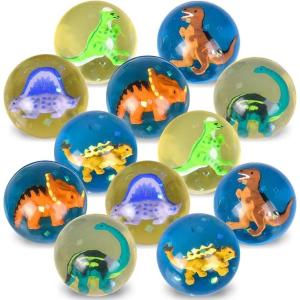 ArtCreativity High Bounce Balls with 3D Dinosaur Inside, Set of 12, Dino High Bounce Balls for Kids, Outdoor Toys for Encouraging Active Play, Dinosaur Party Favors & Pinata Stuffers for Boys & Girls(Dinosaur Assortment 2)