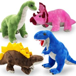 ArtCreativity Plush Dinosaur Stuffed Animals for Kids, Set of 4, Stuffed Dinosaurs Plushy for Boys and Girls Ages 3+, Plush Animals Dinosaur Toys for Kids