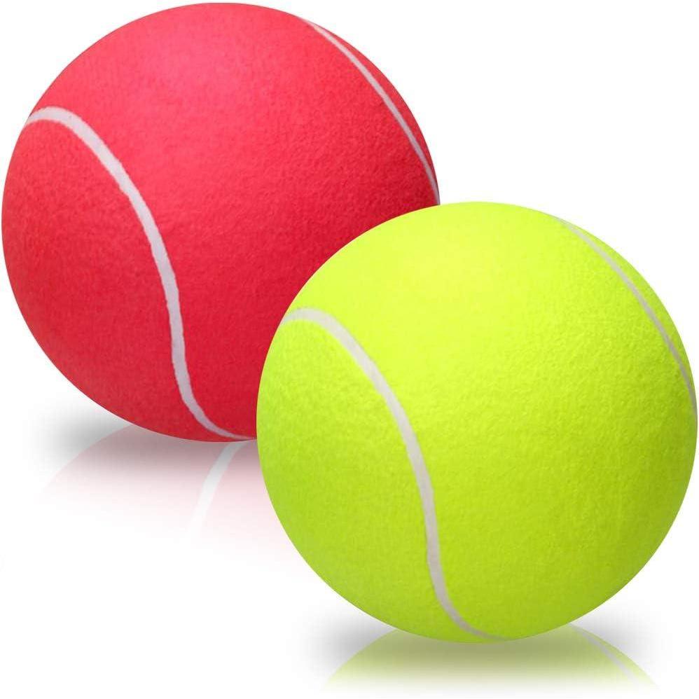 imageArtCreativity 8 Inch Jumbo Tennis Balls Set of 2 in Assorted Color Blue Red Green ampamp Yellow for Kids Age 3 Perfect for Kids Adults or Pets Autographing ampamp Display Outdoor Play Great Game Prize