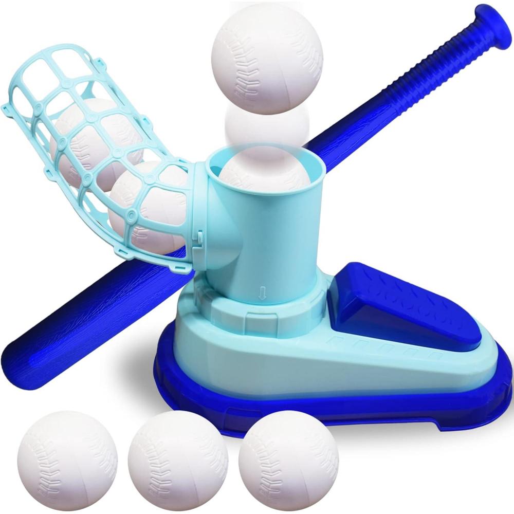 imageArtCreativity Baseball Pitching Machine for Kids Pop A Pitch Baseball Batting Kids Pitching Machine Toy with Collapsible Bat  3 Baseballs Trainer for Batting Practice Outdoor Fun