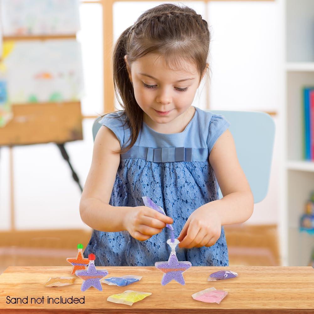 imageArtCreativity Star Sand Art Bottle Necklaces Pack of 12 Sand Art Craft Kit with Shaped Bottles Craft Party Supplies and Party Favors for Kids Sand Sold Separately Star