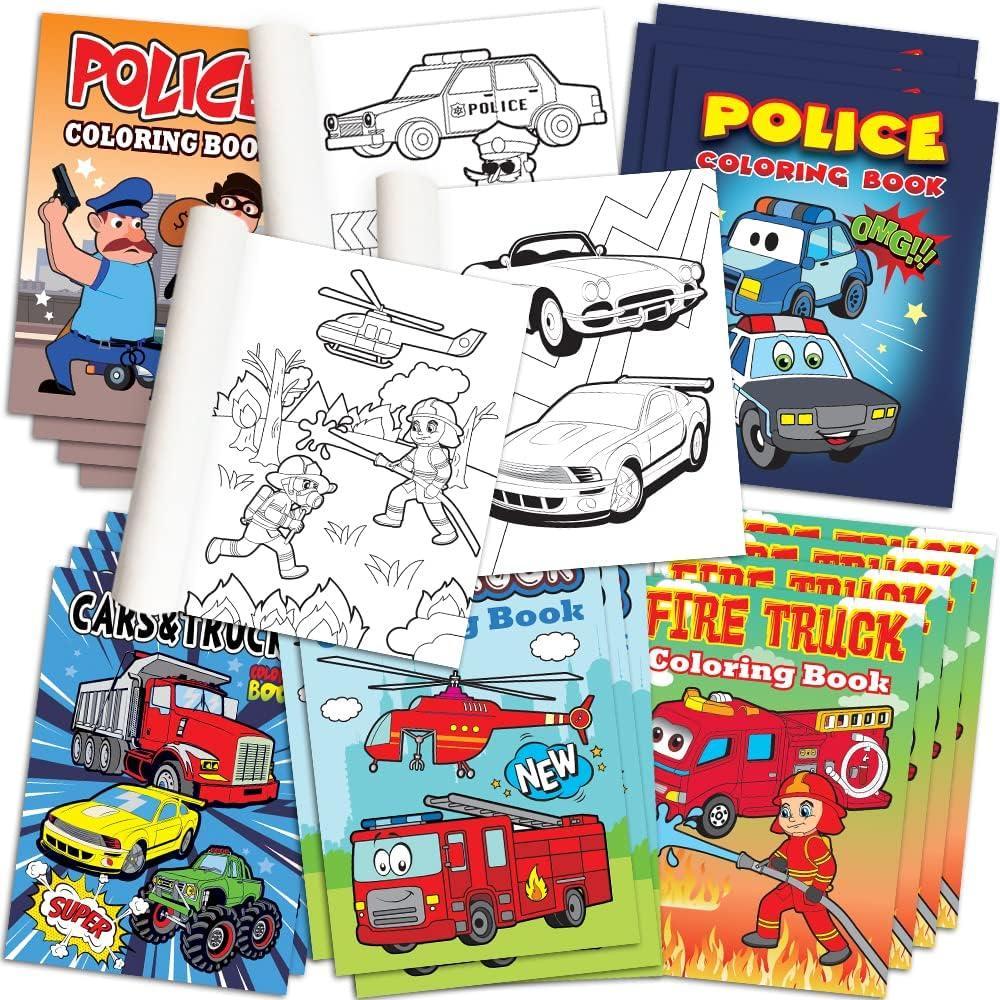 imageArtCreativity Firefighter Coloring Books  Pack of 128 Paged Assorted Mini Color Booklets Fun Fireman Goodie Bag Fillers Birthday Party Favors and Activities for Boys and GirlsPolice  Fire