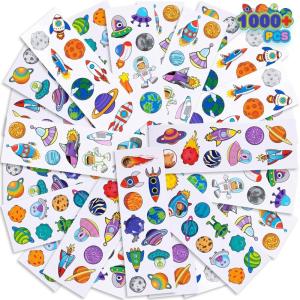 ArtCreativity 1000+ Space Stickers for Kids, 100 Bulk Stickers Sheets, Arts & Crafts Supplies, Space Party Favors, Includes Planet Moon Rocket Astronaut Sticker for Kids, Teens, Toddlers, Boys & Girls