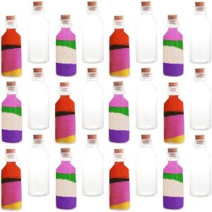ArtCreativity 12pcs/2oz Plastic Sand Art Bottles with Corks – 3.75” Bulk Sand Art Bottles for Sand Art Kit, Message in a Bottle, Wedding Invitations, Fun Arts and Crafts Supplies for Kids – No Sand(24 Pack)