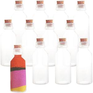ArtCreativity 12pcs/2oz Plastic Sand Art Bottles with Corks – 3.75” Bulk Sand Art Bottles for Sand Art Kit, Message in a Bottle, Wedding Invitations, Fun Arts and Crafts Supplies for Kids – No Sand(12 Pack)