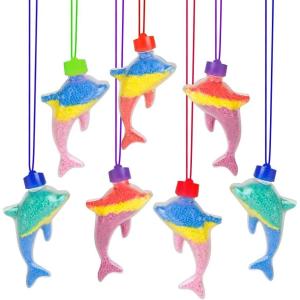ArtCreativity Dolphin Sand Art Bottle Necklaces (Pack of 12) Sand Art Craft Kit with Shaped Bottles, Craft Party Supplies and Party Favors for Kids – Sand Sold Separately