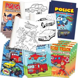 ArtCreativity Firefighter Coloring Books – Pack of 12-8 Paged Assorted Mini Color Booklets, Fun Fireman Goodie Bag Fillers, Birthday Party Favors and Activities for Boys and Girls(Police & Fire)