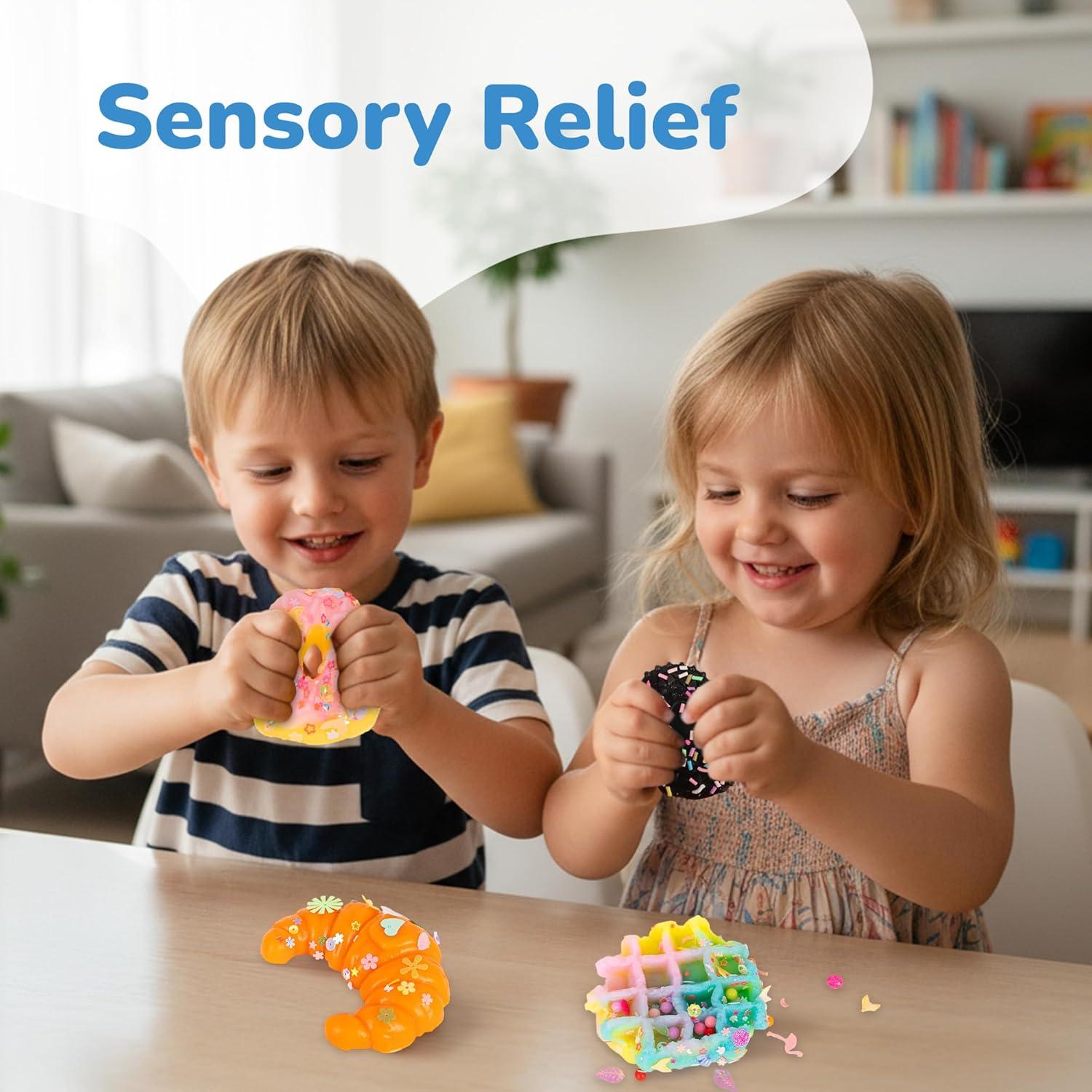 imageArtCreativity Squishy Treats Fidget Toys for Kids and Adults  4 Pack  Super Soft Squishy Dessert Include Sandwich Cookie Donut Croissant and Waffle  Squeeze Toys for Stress Relief and AnxietySquishy Treats