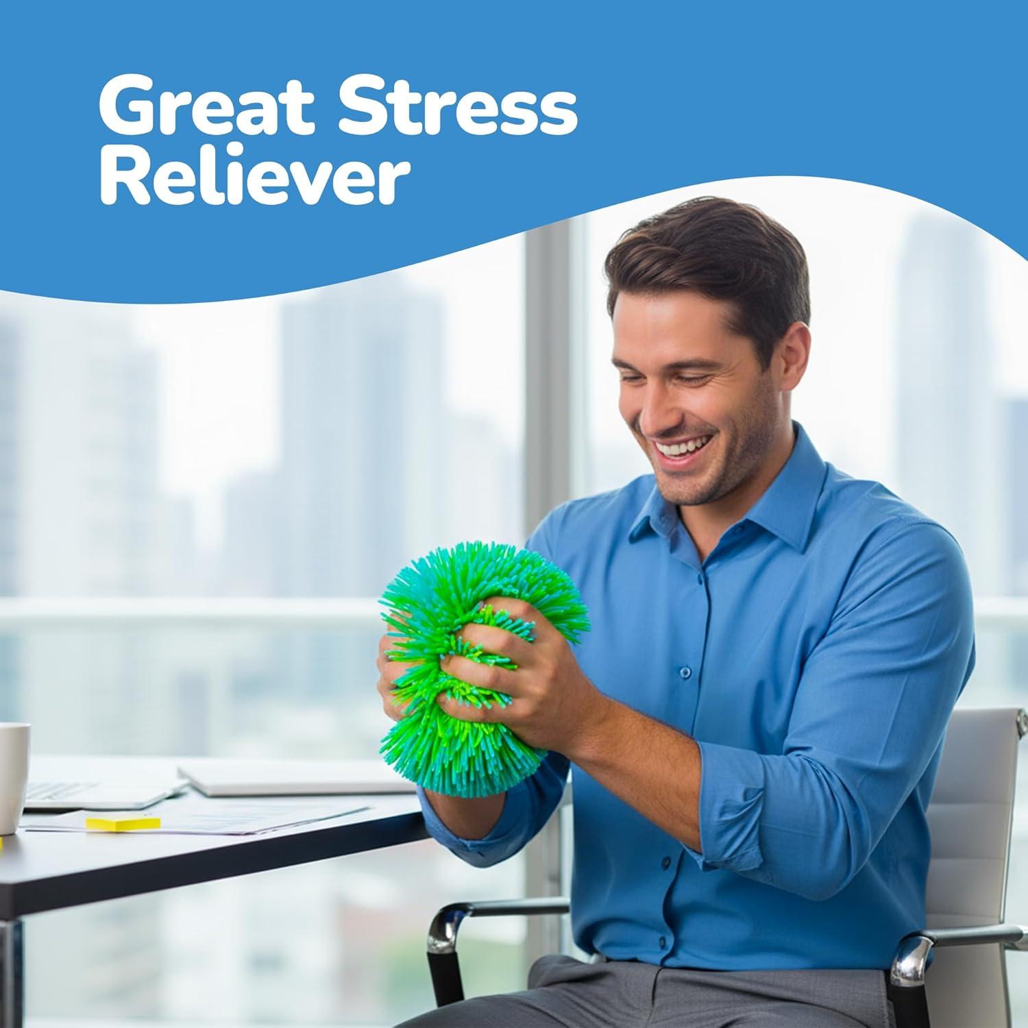 imageArtCreativity Tie Dye Puffer Ball With Hanging Loop 6 Inch Spiky Stress Relief Squeeze Fidget Toy for Kids Calming Sensory Toy for Autistic Children Party FavorBlue  Green