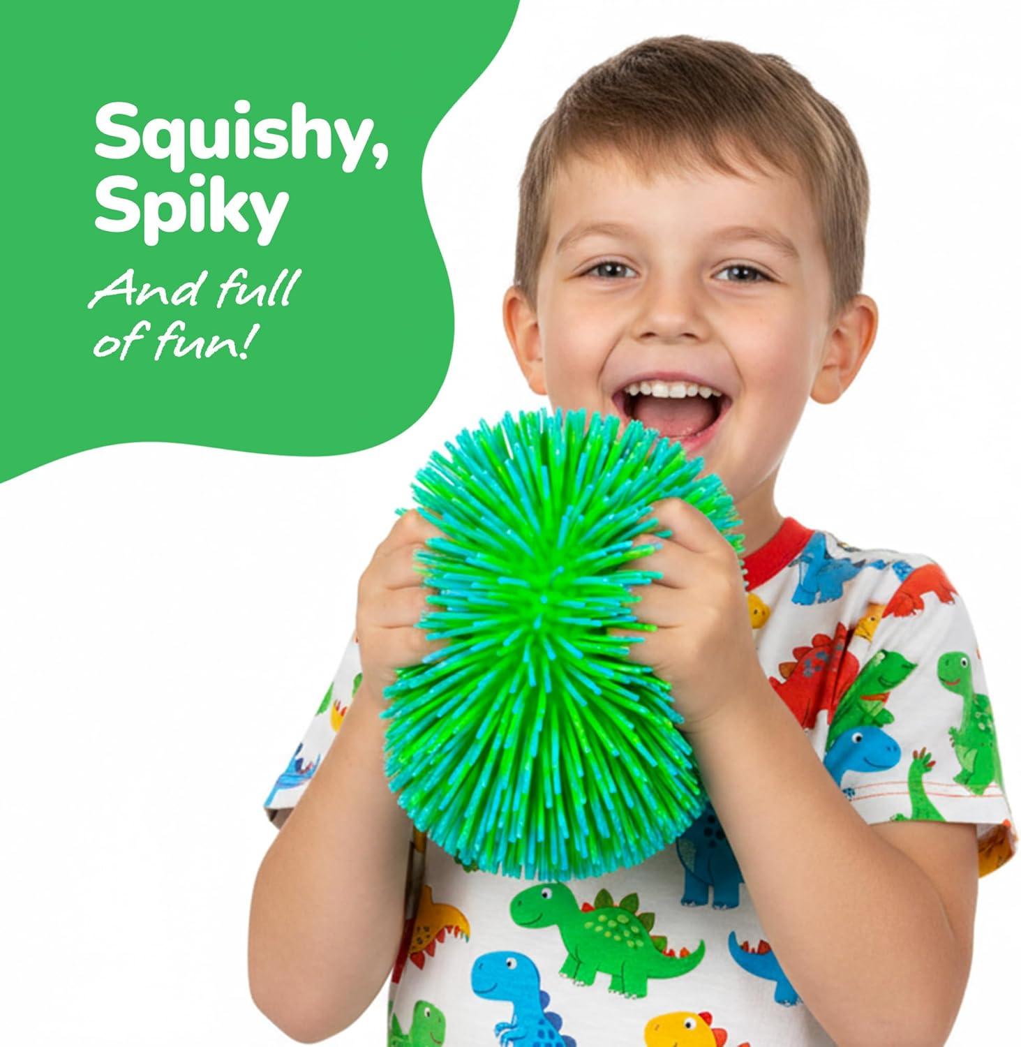 imageArtCreativity Tie Dye Puffer Ball With Hanging Loop 6 Inch Spiky Stress Relief Squeeze Fidget Toy for Kids Calming Sensory Toy for Autistic Children Party FavorBlue  Green