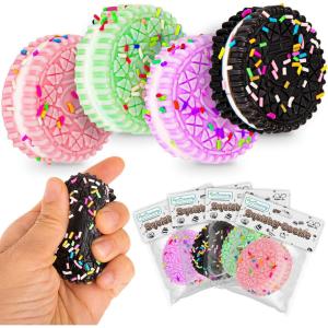 ArtCreativity Squishy Treats Fidget Toys for Kids and Adults – 4 Pack – Super Soft Squishy Dessert Include Sandwich Cookie, Donut, Croissant, and Waffle – Squeeze Toys for Stress Relief and Anxiety(Squishy Cookies)