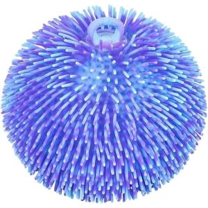 ArtCreativity Tie Dye Puffer Ball With Hanging Loop, 6 Inch Spiky Stress Relief Squeeze Fidget Toy for Kids, Calming Sensory Toy for Autistic Children, Party Favor(Purple & Blue)