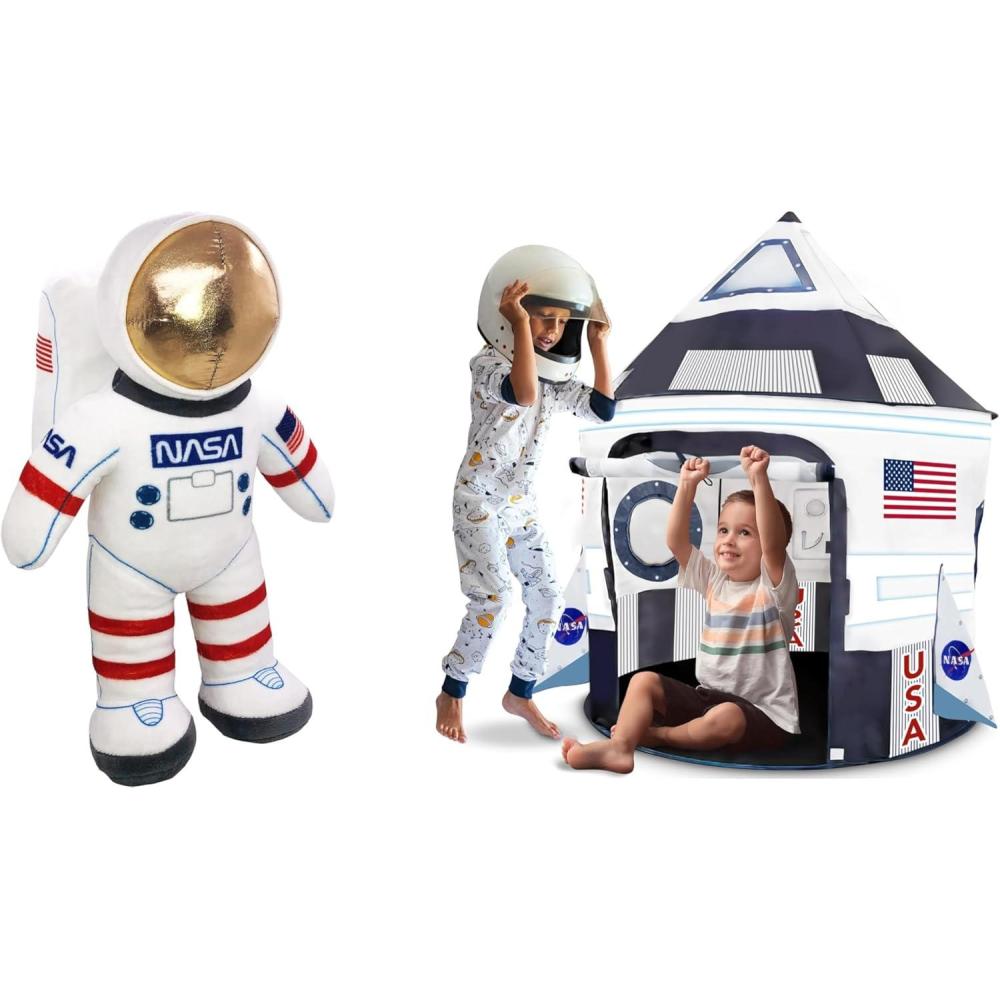 imageArtCreativity 12quot Plush Toy Realistic Astronaut Figurine ampamp Kids Spaceship Pop up Tent for Kids
