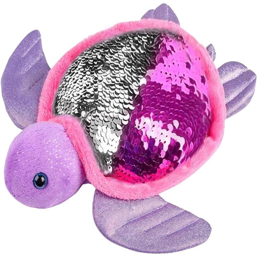 imageArtCreativity Flip Sequin Sea Turtle Plush Toy 1PC Soft Stuffed Sea Turtle with Color Changing Sequins Cute Home and Nursery Animal Decorations Calming Fidget Toy for Girls ampamp Boys 105 Inches