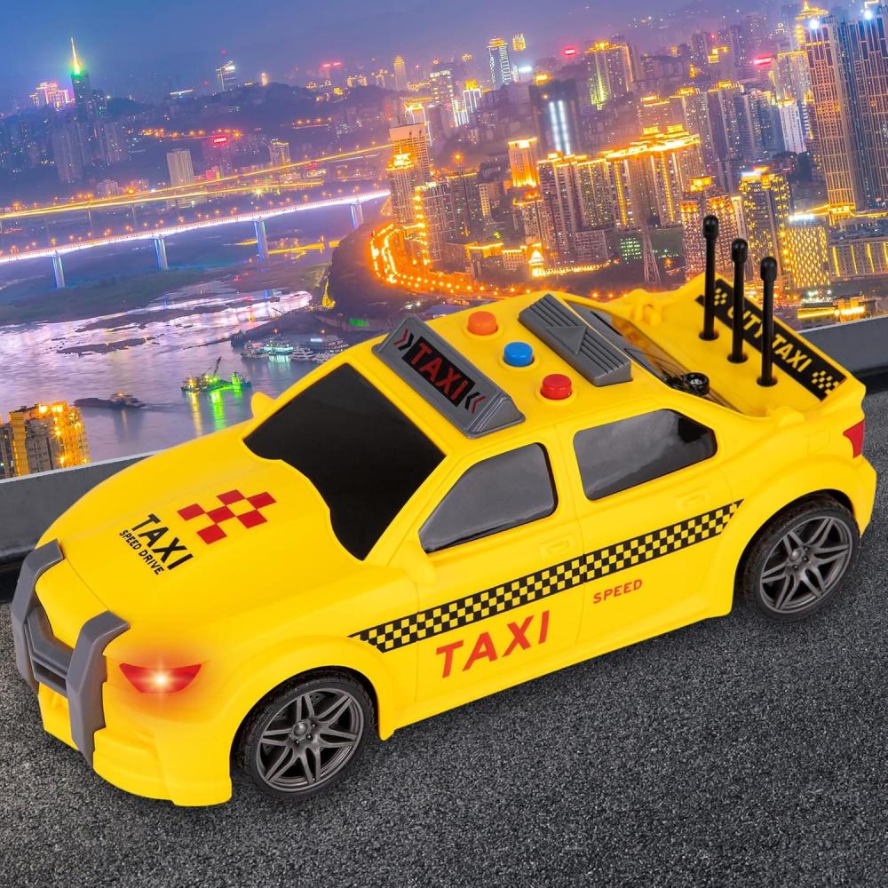 imageArtCreativity Yellow Taxi Cab Toy  9 Inch  Taxi Toy Car with Headlights for Kids  Sporty Design New York City Cab Model with Realistic Sound Effects for Boys and Girls  Cool Toy Cars for Boys 3