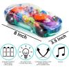 ArtCreativity Light Up Transparent Sensory Car & School Bus Toy for Kids – Bump and Go with Colorful Moving Gears & Light Up