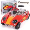 ArtCreativity Metal Model Car Building Kit – 230 PC 3D Car Model Kit – STEM Metal Car Building Kit for Boys – Red Vintage Toy Racecar with Moving Wheels – Build Your Own Car Kit for Kids with Tools(Racecar)