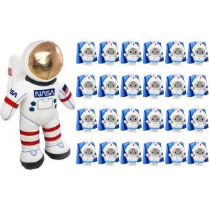 ArtCreativity 12 Inch Plush Toy Astronaut Figurine & Mini Astronaut Paratroopers (Pack of 24)