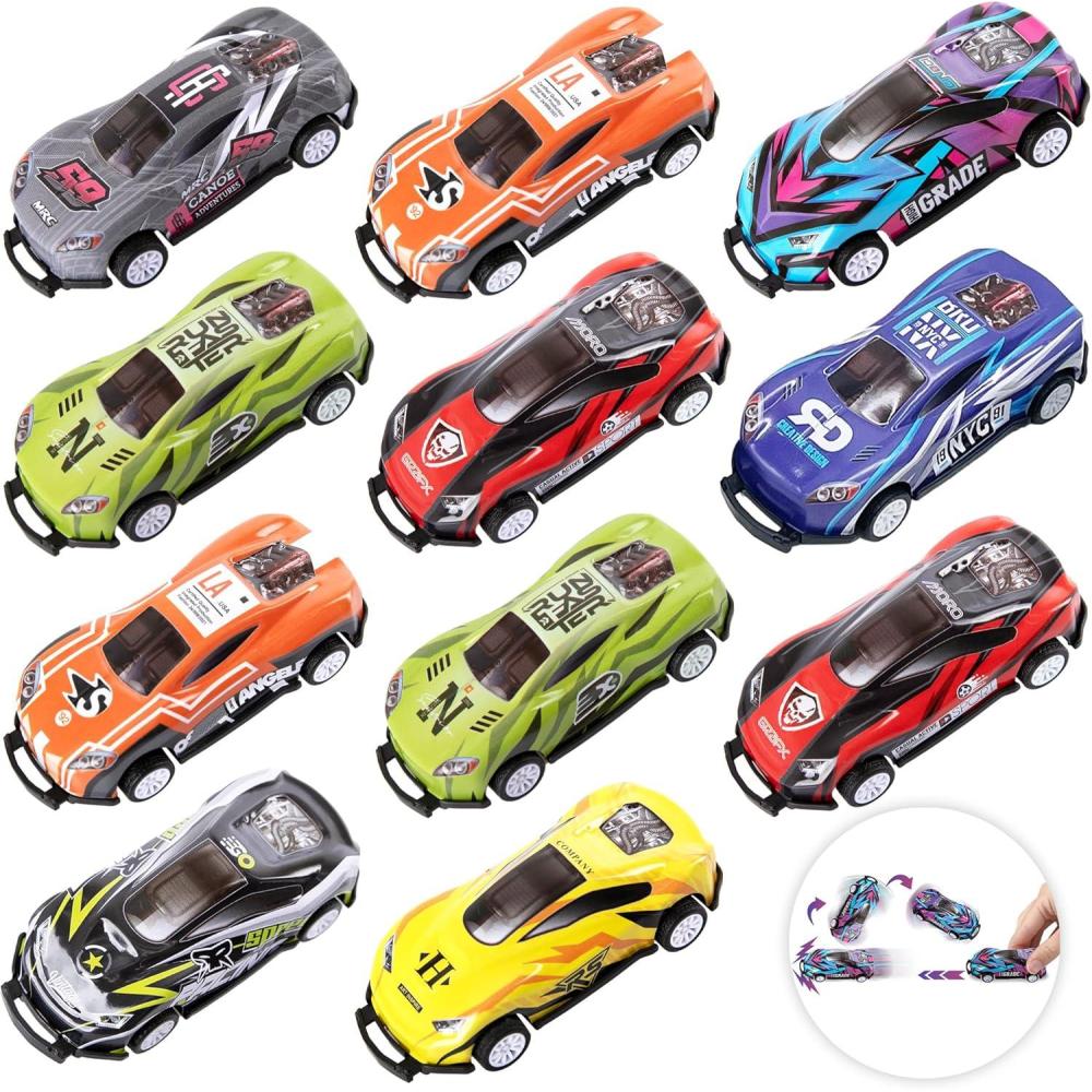 imageArtCreativity Pullback Flip Cars for Kids  Set of 12 Stunt Toy Cars in 8 Designs  Diecast Mini Race Cars for Boys and Girls  Fun Retro Car Toys for Racing and Tricks