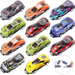 ArtCreativity Pullback Flip Cars for Kids – Set of 12 Stunt Toy Cars in 8 Designs – Diecast Mini Race Cars for Boys and Girls – Fun Retro Car Toys for Racing and Tricks