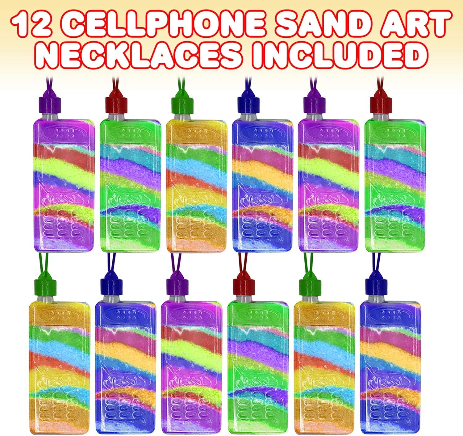 image:imageArtCreativity Cellphone Art Bottle Necklaces Pack of 12 Sand Art Craft Kit with Shaped Bottles Craft Party Supplies and Party Favors for Kids Sand Sold Separately Cellphone