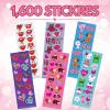 ArtCreativity 1600 Valentines Stickers for Kids, with 100 Sticker Sheets, Holiday Stickers and Treats Assortment, Valentines Party Favors for Boys, Girls, and Toddlers, Gift for Kids Ages 3 4 5 6 7 8