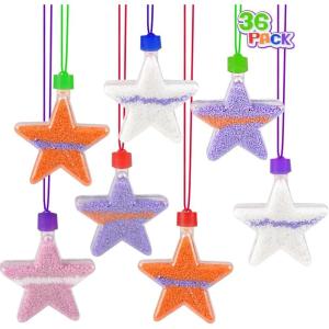 ArtCreativity 36 Pack Sand Art Bottles for Kids – Summer DIY Craft Kit with Funnels & Necklaces – Fun Party Favors for Beach, BBQ, Camping, Birthday & Outdoor Activities – Sand Sold Separately(36 Pack)