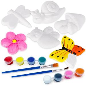 ArtCreativity Ocean Animals Plaster Painting Kit for Kids – 6 Aquatic Plaster Figurines, 2 Paint Sets, 2 Brushes, and 6 Circle Magnets for Display – 8 Different Paint Colors – Kids Painting Set(Insect)