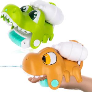 ArtCreativity Squirt Gun for Wrist – Set of 2 Small Squirt Guns for Kids – Animal Squirt Toys – 1 Crocodile and 1 T-Rex Design – Water Squirt Toy for Kids – Squirt Guns for Bath or Outdoor Summer Fun