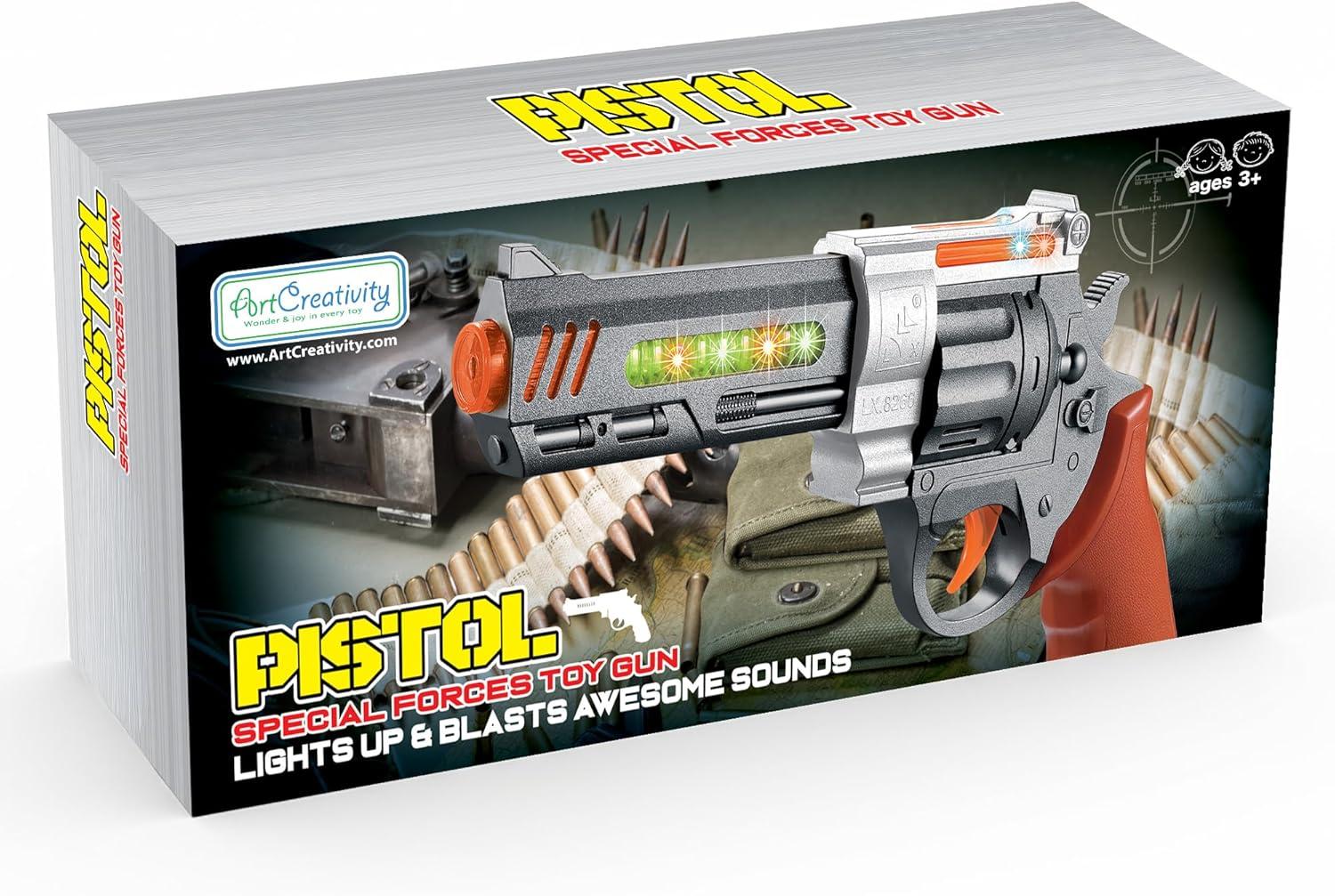 image:imageArtCreativity Toy Revolver Gun with Lights and Sound 12 Inch Revolver with Cool LED Effects and Realistic Firing Sounds Light Up Toy Guns for Boys Great Gift for Kids Batteries Included