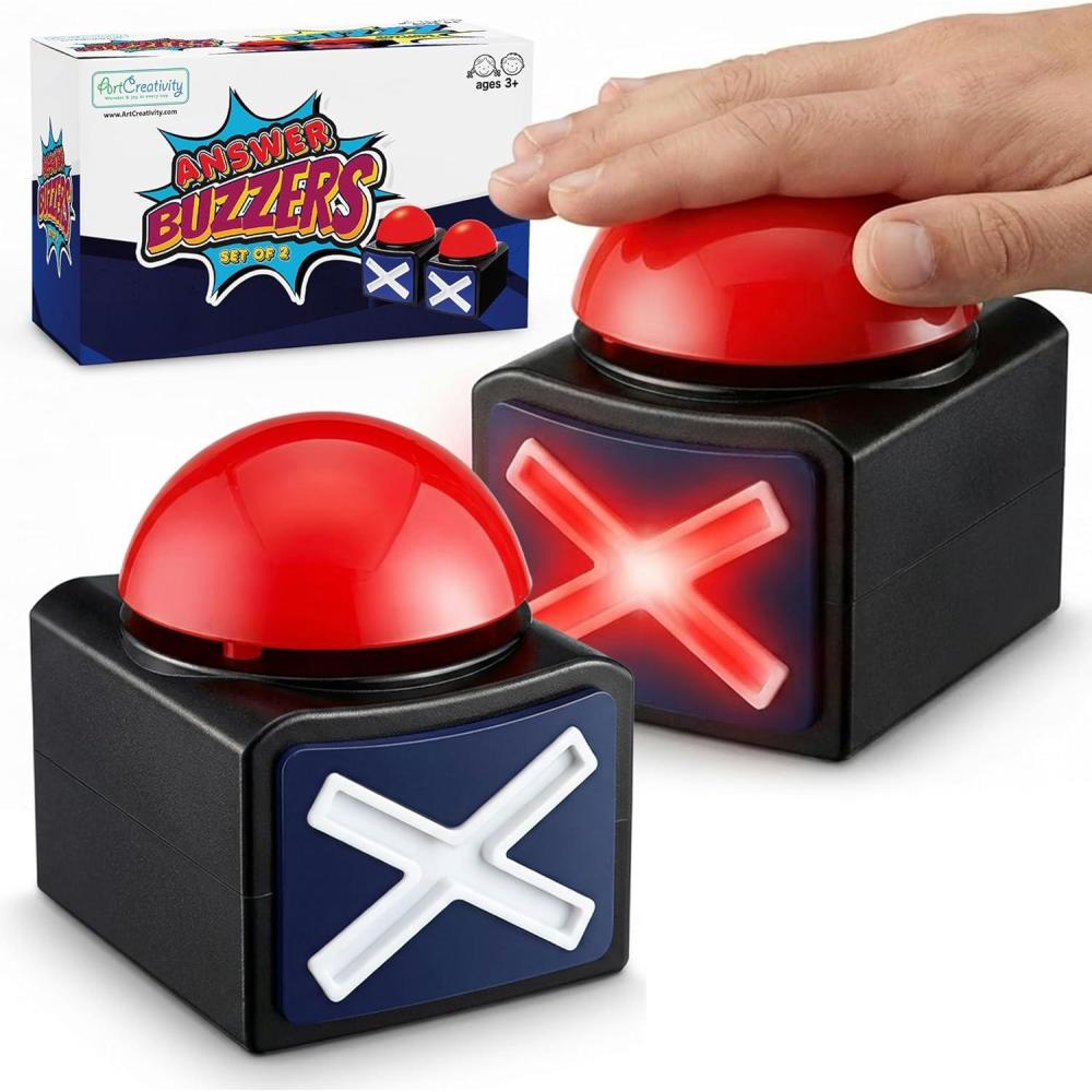 image:imageArtCreativity Buzzer with Lights and Sounds Set of 2 Game Show Buzzer Buttons for Family Game Night and Trivia Lights Up Red and Makes Loud Buzz Sound Answer Buzzer Set
