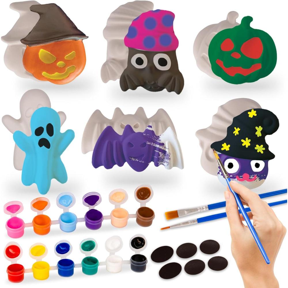 image:imageArtCreativity Halloween Ceramic Fridge Magnet Painting Kit 6 Pack Halloween Fall Craft Set Includes Paint Brushes Magnets DIY Home Decor Art amp Craft for Beginners Classroom Gifts Supplies