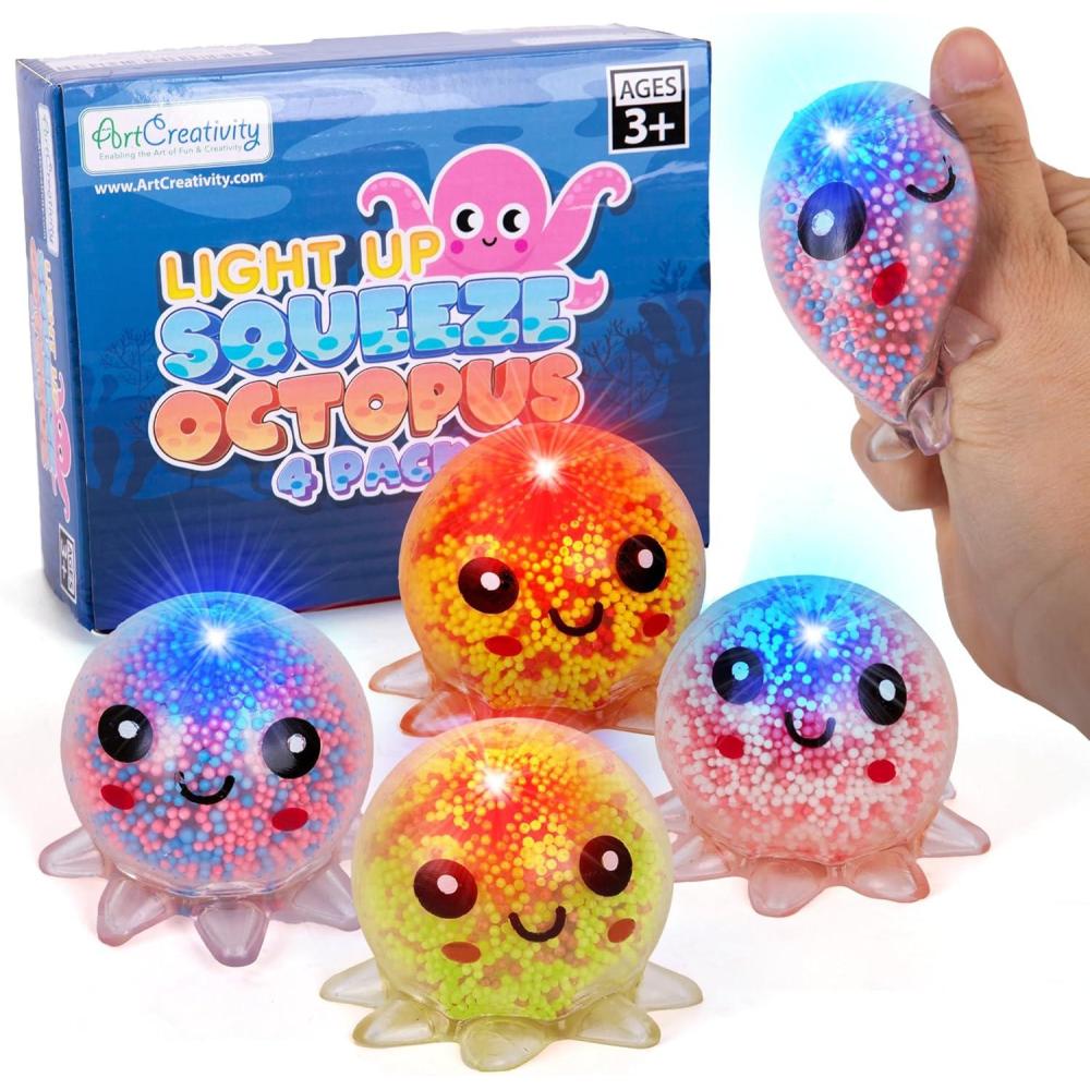 image:imageArtCreativity Jumbo Light Up Squishy Octopus Toys  Set of 4 Fidget Sensory Toys for Kids amp Adults  Glow in The Dark Toys for Autism ADHD Anxiety Party Favors amp Classroom Rewards