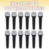 ArtCreativity Toy Microphone Set for Kids 5.5 Inch – 12 Count – Pretend Play Plastic Mics for Karaoke Fun – Stage or Costume Prop – Birthday Party Favors, Goody Bag Fillers for Boys, Girls, Toddlers(Black/Silver)
