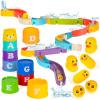 ArtCreativity 29 PCS Duck Bathtub Slide Toys, Toddler Bath Tub Water Toy Set with Bonus Stacking Cups, Lights & Sounds – Fun Birthday Gift for Boys & Girls, Kids Shower Toy and Pool Accessories