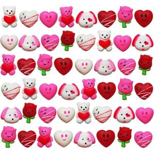 ArtCreativity 48 PCS Mini Valentines Squishies Toys, Bulk Set, 12 Cute Designs, Stress Relief Toys for Kids & Adults, Valentines Gifts, Party Favors, Goodie Bag Stuffers, Fun & Squishy Novelty Toys