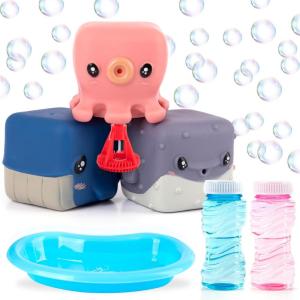 ArtCreativity Bubble Blowing Animals for Kids – Set of 3 – Animal Toys with 2 Bottles of Solution and Dipping Tray – Aquatic Party Favors for Kids – Under The Sea Party Supplies