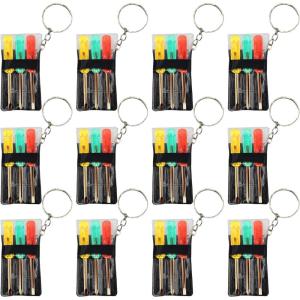 ArtCreativity Mini Screwdriver Set with Keychain (12 Pack) – Useful Adult Party Favors, 3 Screw Drivers in a Handy Portable Pouch, Pocket Screwdriver & Mini Toolkit, Xmas Stocking Stuffers