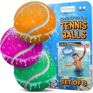 ArtCreativity Sports Balls Water Splash Toys – Set of 3 – Spongy Bath Toys for Kids – 3 Different Athletic Ball Designs Include Football, Basketball, Soccer Ball – Bathtub Toys & Kids Pool Accessories(Tennis Balls)