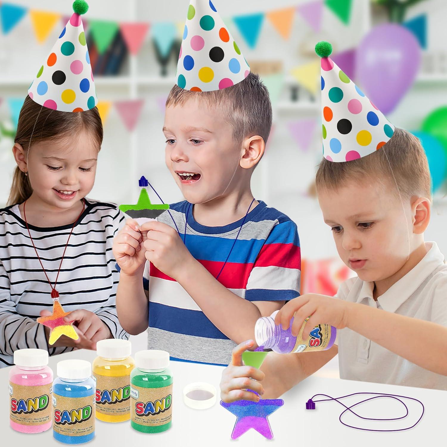 image:imageArtCreativity 24pcs Super Pack Sand Art Kits for Kids Includes 10 Big Tubes of Colorful Sand Crafts for Kids amp 14 Star Shaped Necklaces Fun Party Favor Prize and Crafts for Boys and Girls Ages 3