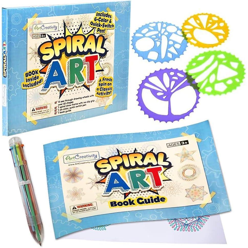 image:imageArtCreativity Spiral Drawing Art Set for Kids 7 Piece Kit Includes 6in1 Color Pen Drawing Templates and Sketching Pad Unique Arts and Craft Supplies Great Gift for Boys and Girls